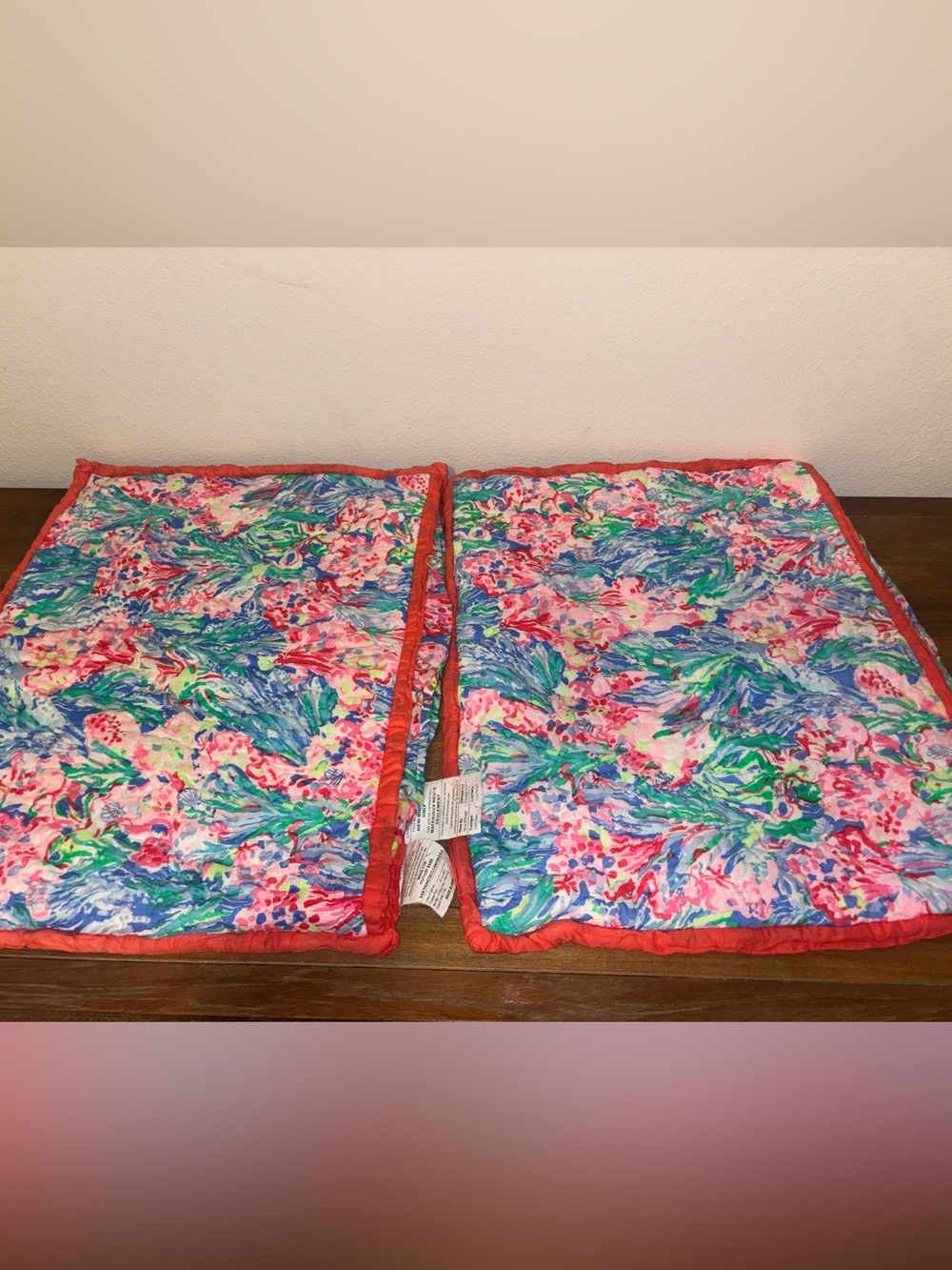 Lilly Pulitzer White Quilted Pillow Sham with Multicolor Floral Border